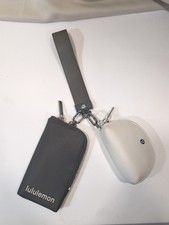 AUTHENTIC Lululemon Dual Pouch Wristlet Wallet Grey Sage, Ivory GRSG/LTIV/SILVER picture
