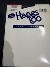 0174 Vintage Hanes too Silky Sheer Thigh High Barely Black picture