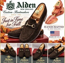 Alden Suede Loafers Brown 9.5 Gold Horse Bit Cape Cod Goodyear Welt USA picture