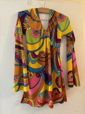 1970s-style psychedelic groovy Dress with a V-neck and flared bell sleeves picture