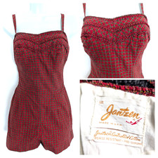 Vintage Jantzen Swimsuit Playsuit 40s 50s Controlled Cotton Zipper Pin-up XS/S picture