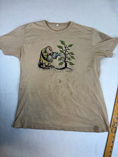 Vintage 1980s R. Crumb Beige Nature Graphic Crew Neck Cotton Tee Mens L picture