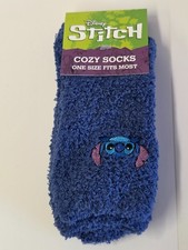 Disney Lilo & Stitch Cozy Fuzzy Blue Socks NWT picture