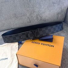 Authentic Louis Vuitton Damier Graphite Leather Belt w/ LV Buckle - Men’s 38-40 picture