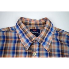 Vintage 70s Levis Movin On Plaid Shirt Mens L Orange Blue Stress Cobain Special picture