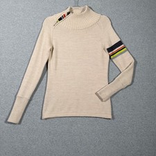 Smartwool Isto Sport Sweater Womens Creme Merino Wool Blend Mock Neck Ski Apres picture
