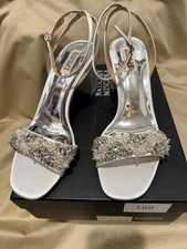 Badgley Mischka Clara Ivory Satin Pearl Crystal Bridal Heels Size 10 New in Box picture