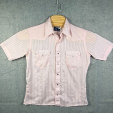 Vintage 70s Wrangler Western X-Long Tails Shirt Mens 16 (L) Pearl Snap USA Made picture