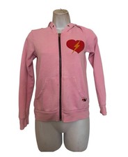 Aviator Nation Kids Size 12 Pink Heart Lightning Bolt Full Zip Hoodie Sweatshirt picture