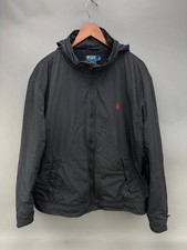 VTG Polo Ralph Lauren Mens Black Hooded Full Zip Jacket Size 2XL picture