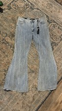 Lucky and Blessed High Rise Bell Bottom Jeans, Rhinestone, Size 20 picture