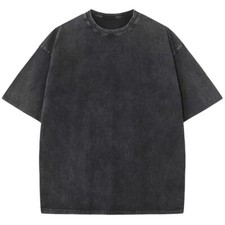 Vintage Acid Washed Oversized Drop Shoulder Heavyweight Streetwear Black T-Shirt picture