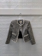 New LAgence Angelina Wool Blend Ecru/Black Metallic Jacket Sz 2 picture