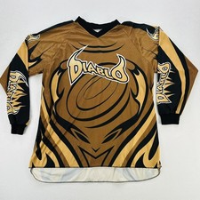 VINTAGE Diablo Paintball Jersey Mens 2XL Gold Brown Long Sleeve Mesh Shirt Y2K picture