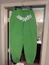 Sp5der Slime Green Sweatpants Size Large picture