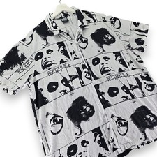 Beetlejuice Graphic Print Short Sleeve Button Up Shirt XL Black White Movie AOP picture