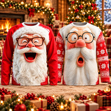 Men's Funny Santa Christmas 3D Print Sweater Unisex Holiday Pullover Shirt picture