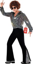 Men`s Disco Dude Costume + Wig Sunglasses Adult 1970s Dance Outfit Flares S-3XL picture