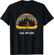 Lake Ontario Vintage retro sunset Bear Canoe outdoor hiking T-Shirt picture