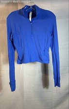 Lululemon Women's It's Rulu Run Cropped Half Zip Pullover Blue Sz 4 picture