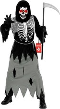 Kids Light Up Grim Reaper Costume + Scythe Boys Scary Death Halloween Robe S-XL picture