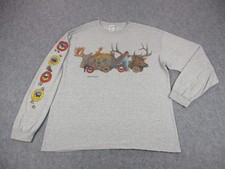 VINTAGE Montana Shirt Mens Extra Large Gray Anvil Wildlife Animals Long Sleeve picture