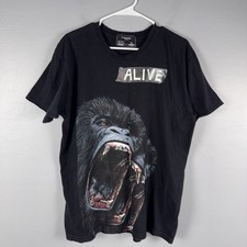 Domrebel t-shirt striking roaring gorilla graphic XL Black Raw Edges Grunge READ picture