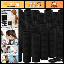 1000pcs Cotton Seamless Hair Ties Bulk, Elastic Bands for Women - Black Hair Acc picture