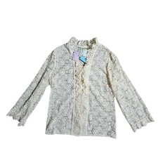 VTG Tumbleweeds Lace Ruffle Blouse Top 16 Prairie Cottagecore Boho Mod 70s NWT. picture