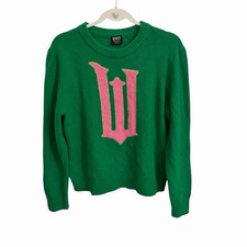 Wicked Paul Tazewell Sweater Small Green Pink Pullover Elphaba Glinda Fuzzy picture