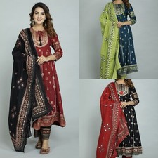 Women Viscose Rayon Kurta Pant Dupatta Set picture
