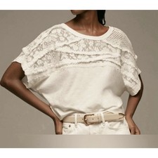 NWOT Anthropologie  Pilcro Lace Torn Tee in White picture