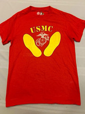 EGA Shop USMC Parris Island Double-Sided Red Graphic Print T-Shirt Men's S picture