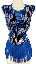 Blue Weissman dance costume sequin fringe velvet 1940s D13198 latin tap jazz picture