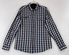 Comune Mens XL Blue Plaid Button Up Shirt Long Sleeve 100% Cotton Casual Check picture