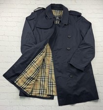 Vintage Navy Blue Burberry England Double-Breasted Nova Check Trench coat - L picture