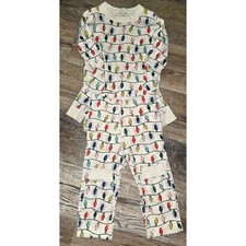 Hanna Andersson Kids 8 130cm Christmas Lights Organic Cotton Pajama Set L1210 picture