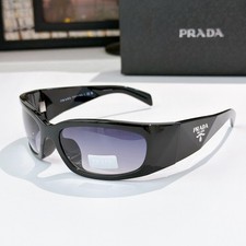 Prada SPRA14 Wraparound Sunglasses Black Gray Gradient Lens 60-18 NEW WITH BOX picture