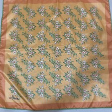 Vintage Vera Neumann 21 & 1/2” X 21 & 1/2” Orange, Peach & Green Floral Scarf picture