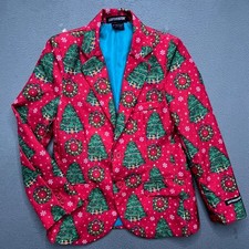 Suitmeister Boys Blazer Christmas Tree Wreath Red Polyester Size L 10-12Y Suit picture