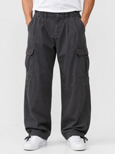 Bershka Men's Black Cargo Pants Size 32 Relaxed Drawstring BNW0T picture