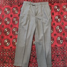 Brooks Brothers Grey Saxxon Worsted Wool Flat Front Trousers 32x27 USA  picture
