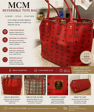 MCM Liz Reversible Leather Visetos Large Red Tote Shopper Bag picture