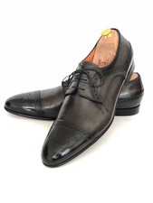 SANTONI Fatte A Mano Mens Derby Brogue Shoes EU 46 US 10 UK 10 Leather Italy picture