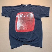 90s Vintage Bush Band T-Shirt Large Black Good Binary Code Rock Tee picture