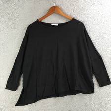 Zara Oversized Top Womens Small Dolman Sleeve Crew Neck Casual Pullover Black picture