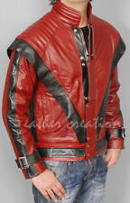 Michael Jackson Thriller MJ Red Real Leather Jacket Halloween Costume Cosplay  picture