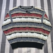 Vintage 1990s Deadstock Aureus Textured Knit Abstract Sweater Medium USA picture