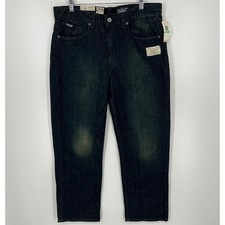 Volcom Mens Black Zip Jeans Relaxed Fit Stretch Denim Dark Wash W34 L30 New NWT picture