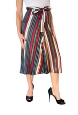 ZARA TRAFALUC TRF STRIPED A LINE BUTTON FRONT SATIN MIDI SKIRT 6416/180 XS NWT picture